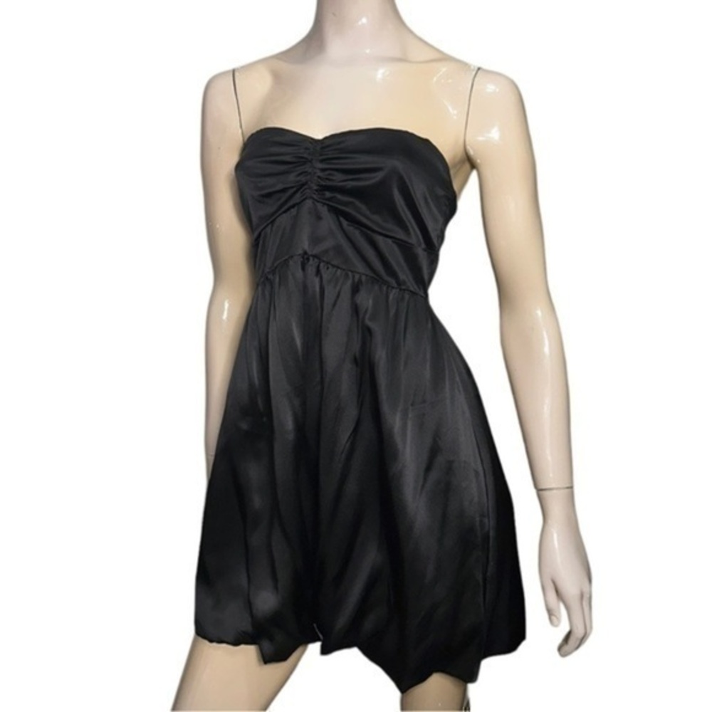 Myne Women’s Size M Black Double Silk Hem Strapless  Mini Party Cocktail Dress